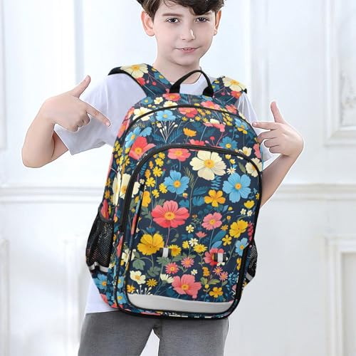 Sac à dos pour ordinateur portable enfants collège lycée fleurs - 2