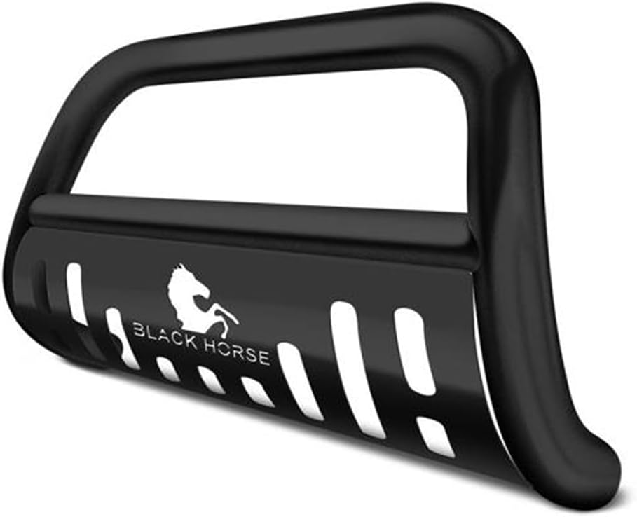 Black Horse Bull Bar Skid Plate Satin Black Compatible with 2012-2021 Nissan NV1500|2012-2021 Nissan NV2500|2012-2021 Nissan NV3500|2016-2024 Nissan Titan XD-BB113206A-SP