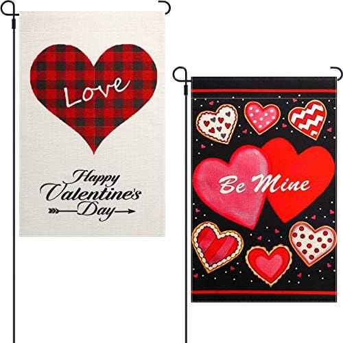 Boao 2 Pieces Valentine Day Garden Flag 12 x 18 Inches