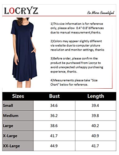 Locryz Women's Casual Plain Simple T-Shirt Loose Dress (Xxl, Dark Green) #TOP2