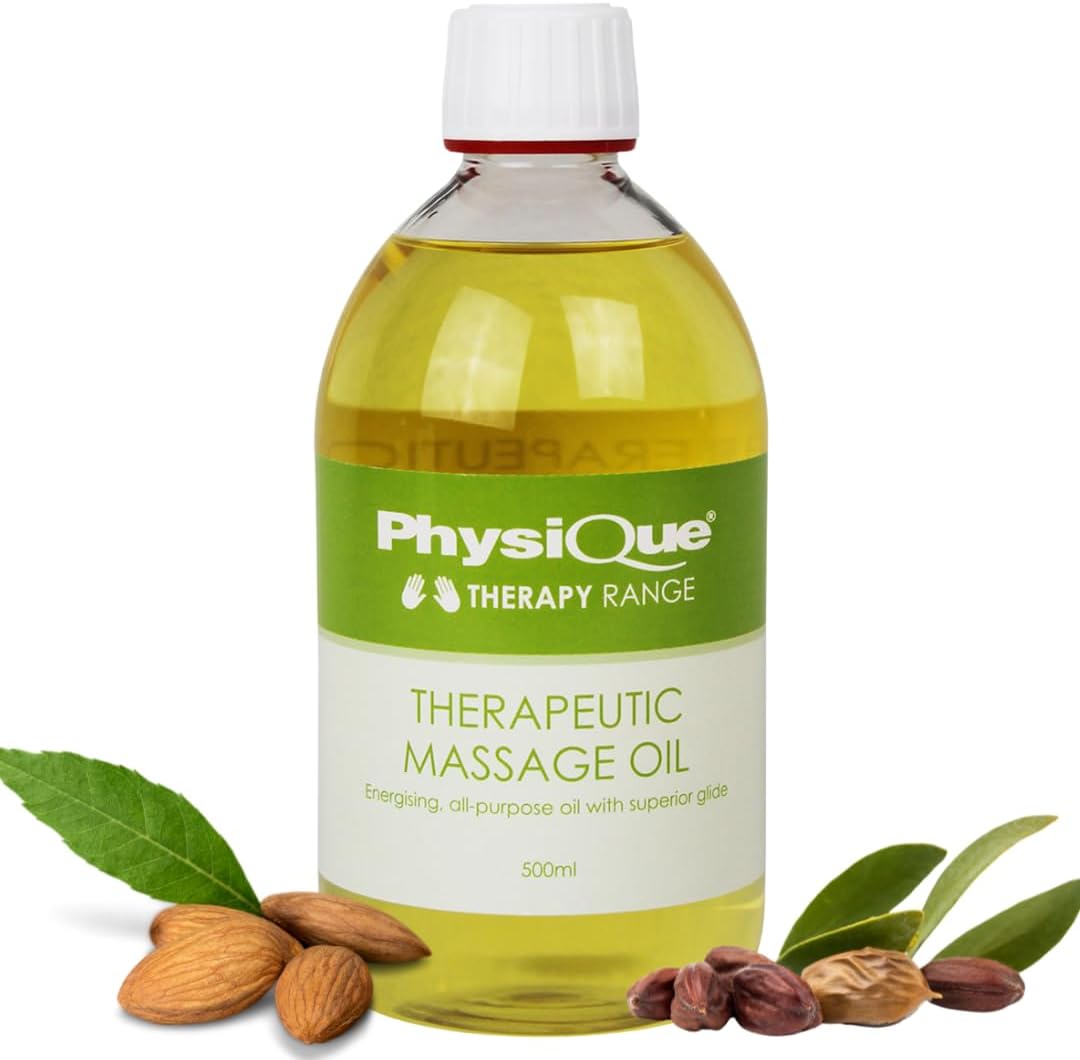 Physique Therapeutic Massage Oil 500ml - Sweet Almond and Jojoba Seed Oil- Essential Oils for Massage and Spa Treatment - Lavender, Peppermint and Rosemary