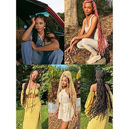 Pink Soft Locs 36 Inch 7 Packs Faux Locs Crochet Hair Whole Strand Pre-Looped Long Locs Synthetic Crochet Braids Hair Extensions For Black Women (36Inch, 7Packs, Pink) #TOP5