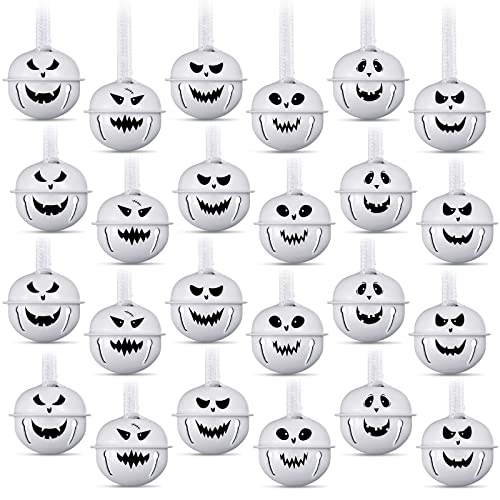 24 Pcs Night Before Christmas Pumpkin Bells Jack-O-Lanterns Bells Jingle Bells Night Before Christmas Bells Ornaments Stitch Figurine Bells Halloween Evil Pumpkin Copper Bell For Christmas Tree Decor #TOP7