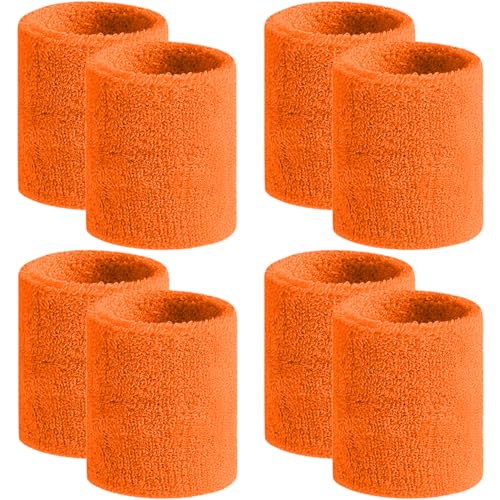 BEACE Sweatbands Sports Wristband for Men & Women -8pcs Moisture Wicking Athletic Cotton Terry Cloth Sweatband for Tennis, Basketball, Running, Gym, Working Out