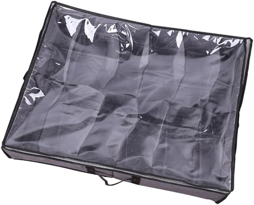 JSEIAJB Foldable Under Bed Organizer Home Shoes Storage Box Livingroom Clothing Container Bag Sock Rangement With Clear Cover Grey