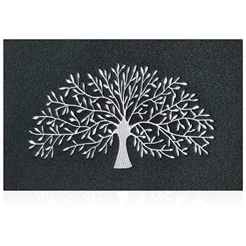 AAZZKANG Door Mats Outdoor Non Slip Front Door Mat Super Absorb Mud Easy to Clean Tree of Life Doormat for Entrance Indoor Black