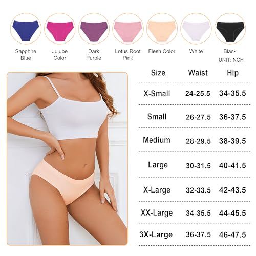 7 Pack Cotton Underwear for Women Sexy Low Rise Ribbed Hipster Breathable Soft Womens Bikini Panties Cheeky - Image 8
