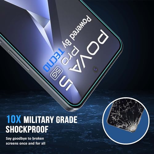 Image of ArmourPro Military Grade Gorilla Tempered Glass Screen Protector for Tecno Pova 5 Pro (6.78 Inch) With Easy Installation Kit| Edge-To-Edge Protector Coverage |Black
