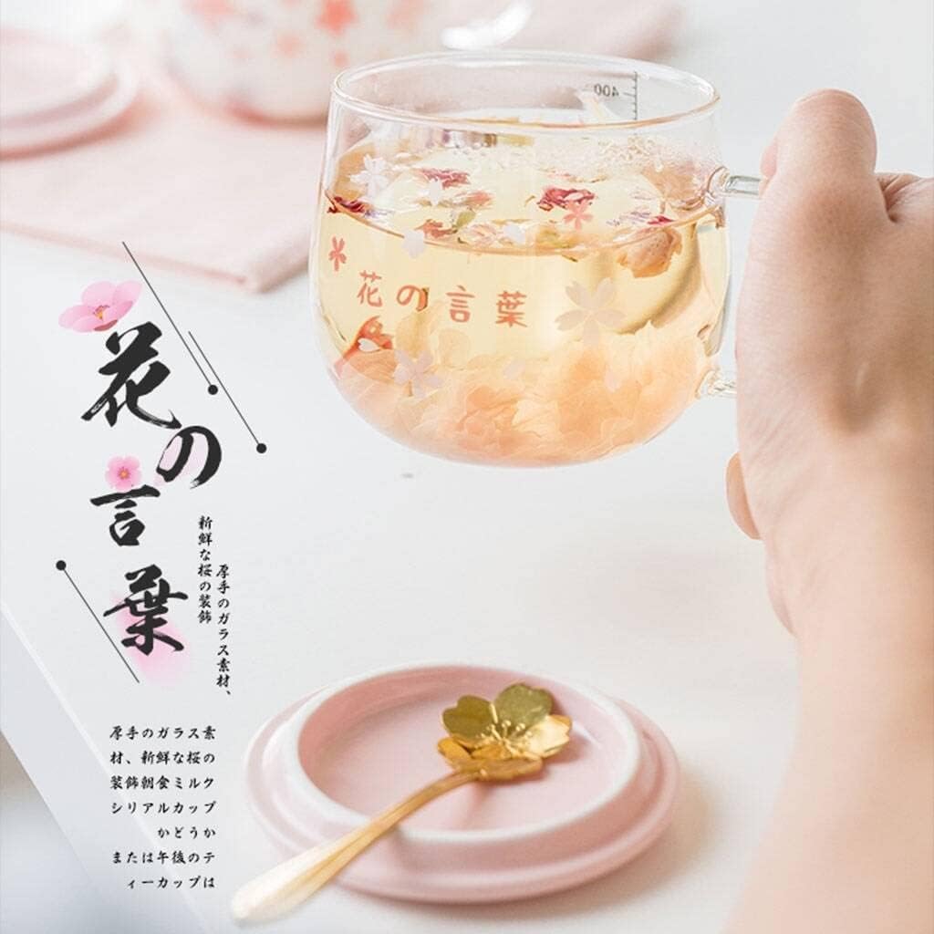 Sakura Cup, Creative Sakura Mug, Cute Heat-resistant Mug, Borosilicate Glass Coffee Cup, Transparent, Gift(Color: Pink C, Size: 3 Piece Set)