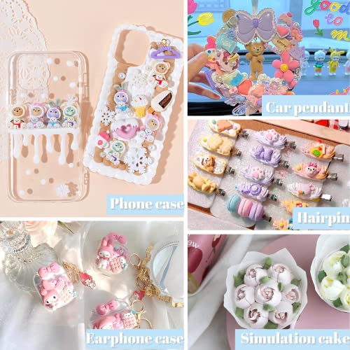 Astryas Simulation Fake Whipped Cream Glue, 2Pcs Decoden Cream Clay Glue Silicone Cream Adhesive Ket With 2 Plastic Decorating Mouth, Charm Craft Resin Decoration For Phone Case Making Diy Craft #TOP5
