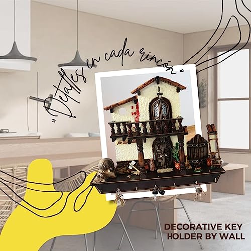 Decorative Key Holder For Wall, Rustic Wall Mounted Key Rack, Natural Wood, Painted, Handicraft, Unique Home Decor Mail Holder For Entryway, Mudroom, Hallway, Office, Living Room. #TOP4