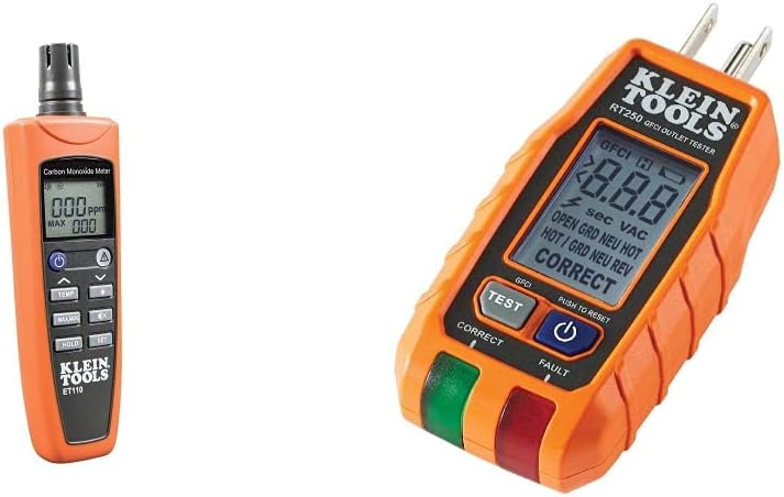 Klein Tools ET110 CO Meter + RT250 GFCI Outlet Tester