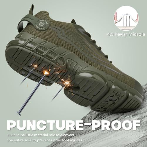 Image of Hogent Steel Toe Shoes for Men Women, Ultra Lightweight Premium Comfortable Work Sneakers, Puncture Proof Air Cushioned All‑Day Wear Safety Toe Shoes for Industrial Construction Warehouse Factory Work