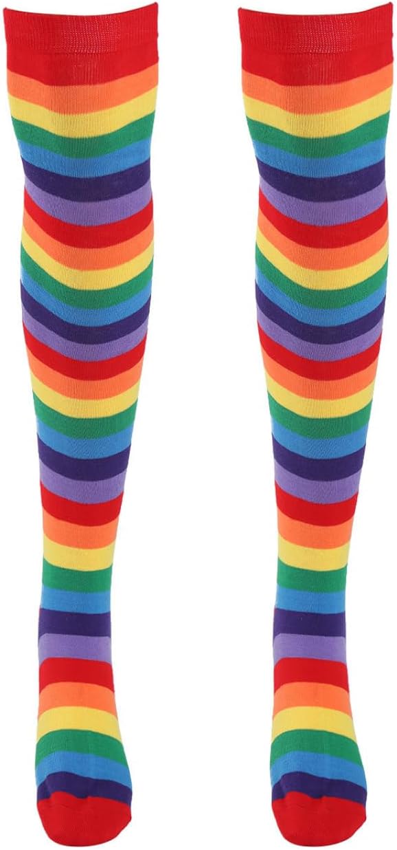 Jugaoge Women's Striped Knee Thigh High Socks for Halloween Costume Party Cosplay