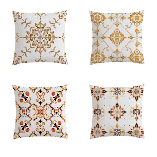 Housse de coussin 70x70 cm aspect lin avec impression double face et zip invisible
