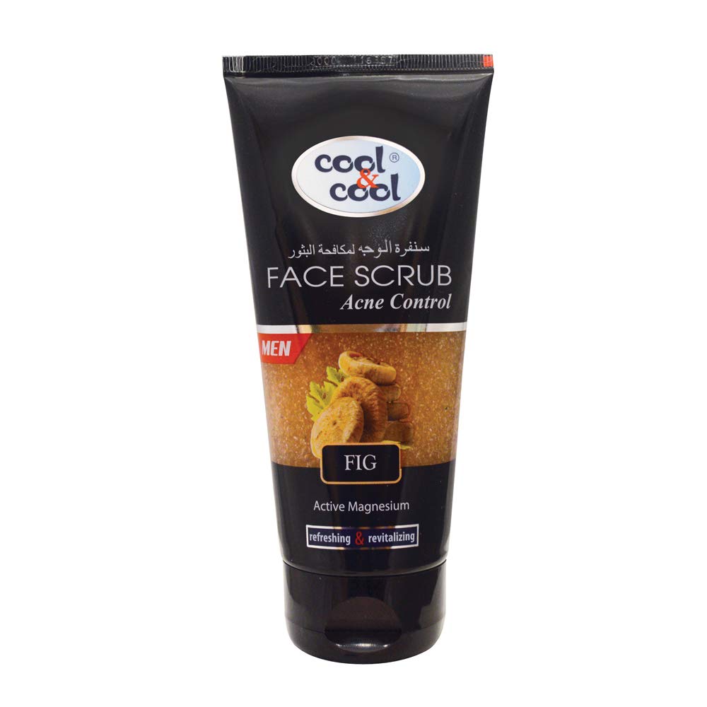 Cool & Cool Acne Control Face Scrub for Men | Fig, Active Magnesium, Refreshing & Revitalizing, Unclogs Pores | 75 ml | Brown