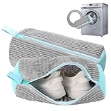 schuhwaschbeutel waschmaschine 2 stiick schuhwaschbeutel waschmaschine - Universell geeignet für Sneaker, Canvas SchuheundandereSchuharten. schuhwaschbeutel Integrierter 360° Reinigungsflaum (grau)
