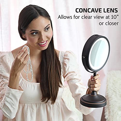 Image of OVENTE 7'' Lighted Magnifying Makeup Mirror, Antique Bronze MCT70ABZ1X7X