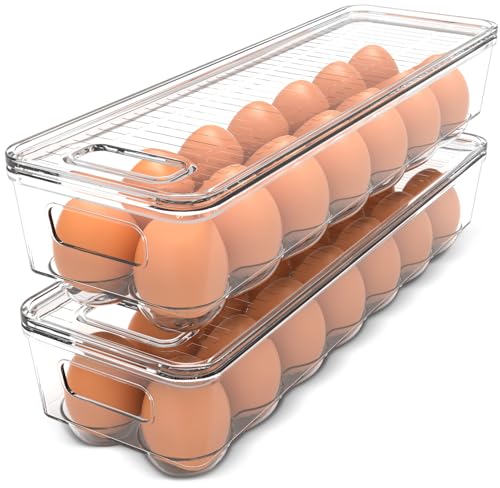 Comparison: Best Egg Container For Fridge 2 Utopia Home Egg Container With Lid and Handle for Refrigerator Organization- Pack of 2 - Clear Stackable Egg Holder for Kitchen or Pantry Organizers and Storage