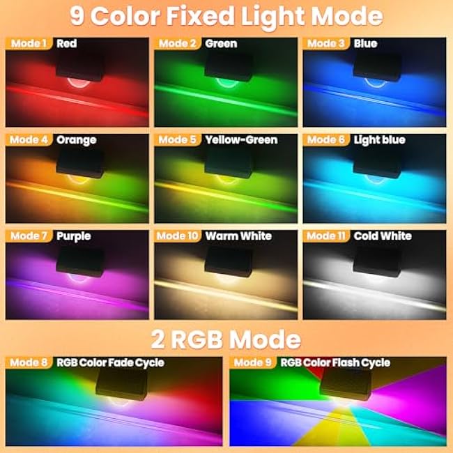 Solar Step Lights for Outside 2 Pack ÿ 11 Modes (Fixed/Fade/Flash) RGB Color Changing, IP68 Waterproof, 180¡« Wide-Angle Solar Stair Lights, Dusk to Dawn Deck Lights for Fence Yard Patio Porch