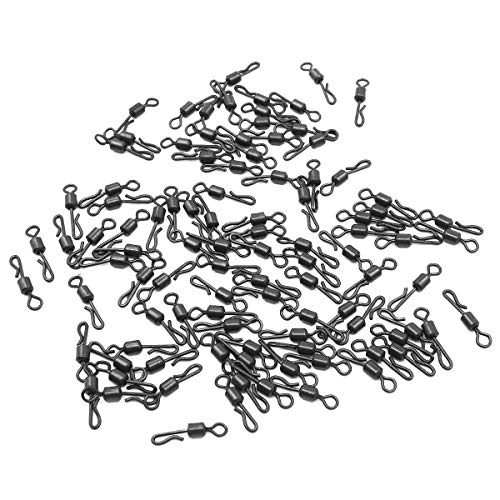 Dawa - Aparejos de Pesca de Cambio rápido, 100 Unidades, 4#, Color Negro, pivotes de Cambio rápido, Aparejos de Carpa, Cuerpo Largo, Conector de mosquetón en Forma de Q