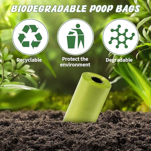 KOMABLEN 600 Stück Hundekotbeutel biologisch Abbaubar, 40 Rollen Kotbeutel für Hunde, Auslaufsicher Hundebeutel Kot, Tragbar Dick Hundetüten Hundezubehör mit Kotbeutelspender 33x22.8cm