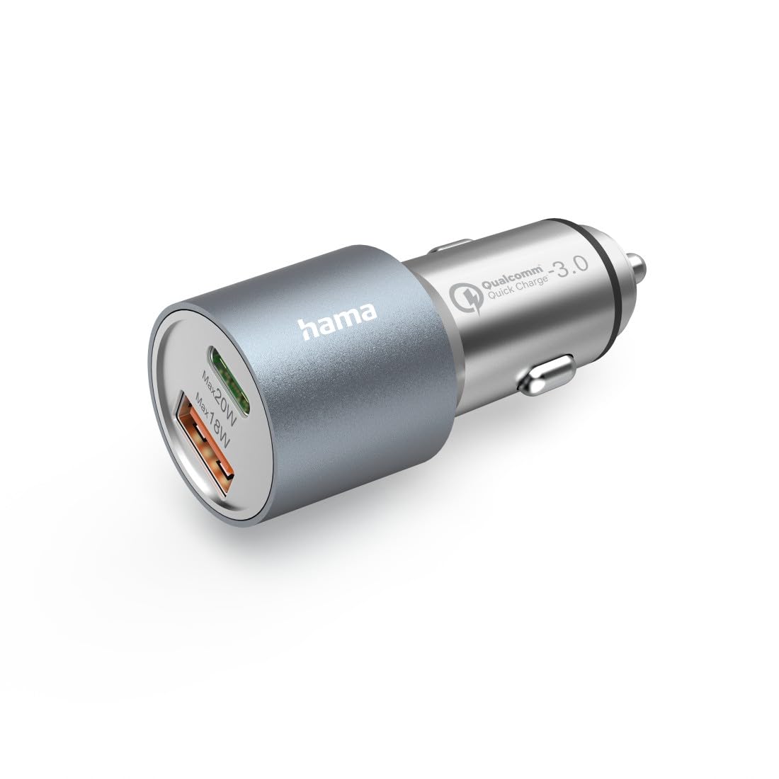 Hama Caricabatteria Da Auto 1X Power Delivery USB-C, 1 Caricabatterie Rapido USB-A (38 W, 12-24 V, Indicatore Led) Argento - 4
