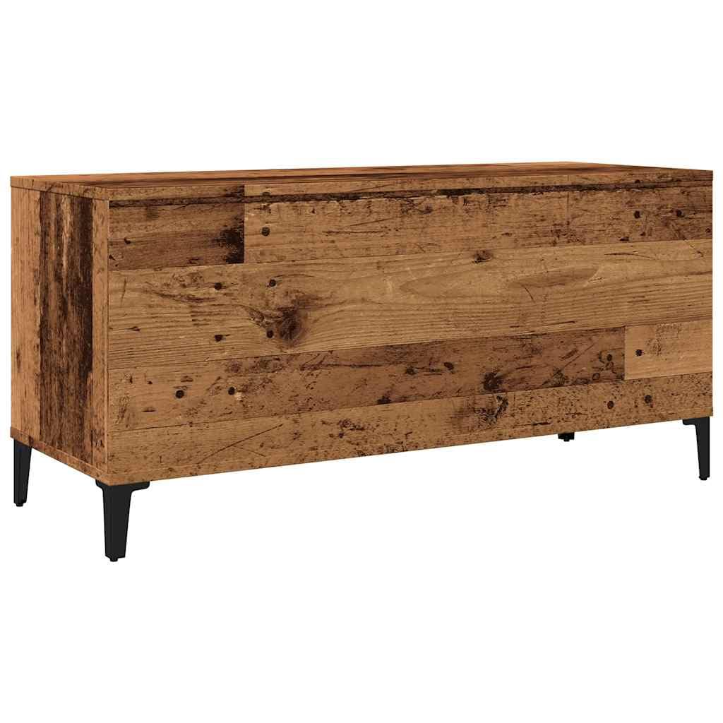 Armadio per dischi in vinile, effetto legno anticato, 100 x 38 x 48 cm, mobile basso con gambe in metallo, armadio in vinile vintage, per soggiorno e ufficio