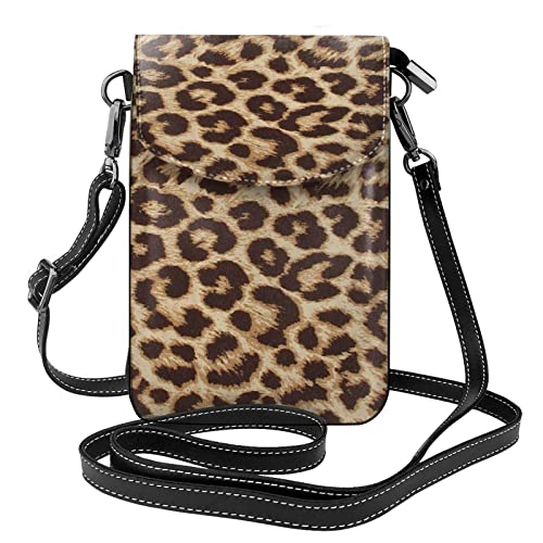Petit sac à main léopard pour téléphone portable et bandoulière portefeuille