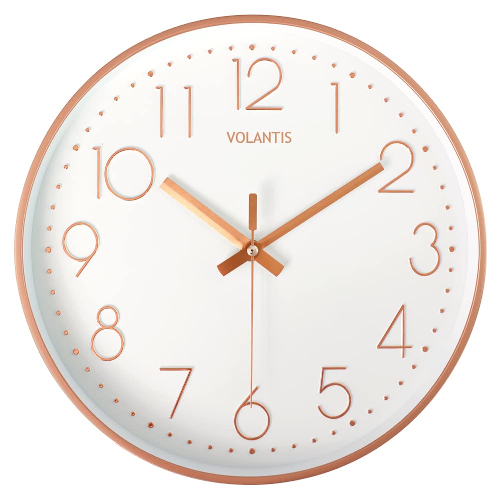 VOLANTIS Plastic 12 Inch Modern Stylish Non Ticking Silent Analog Wall Clock For Home, Living Room, Bedroom, Office, And Kitchen (White & Rose Gold) (B0B2PNFVVS) Amazon Price History, Amazon Price Tracker