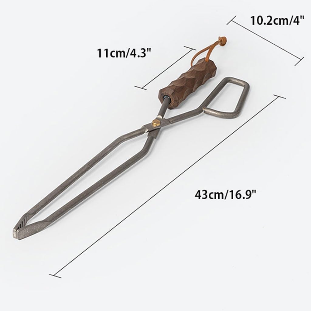 43cm Charcoal Scissors Tongs for Outdoor Campfire, Compact Storage Design for Wood Burners, Indoor & Outdoor Fire Pit Use(Black)