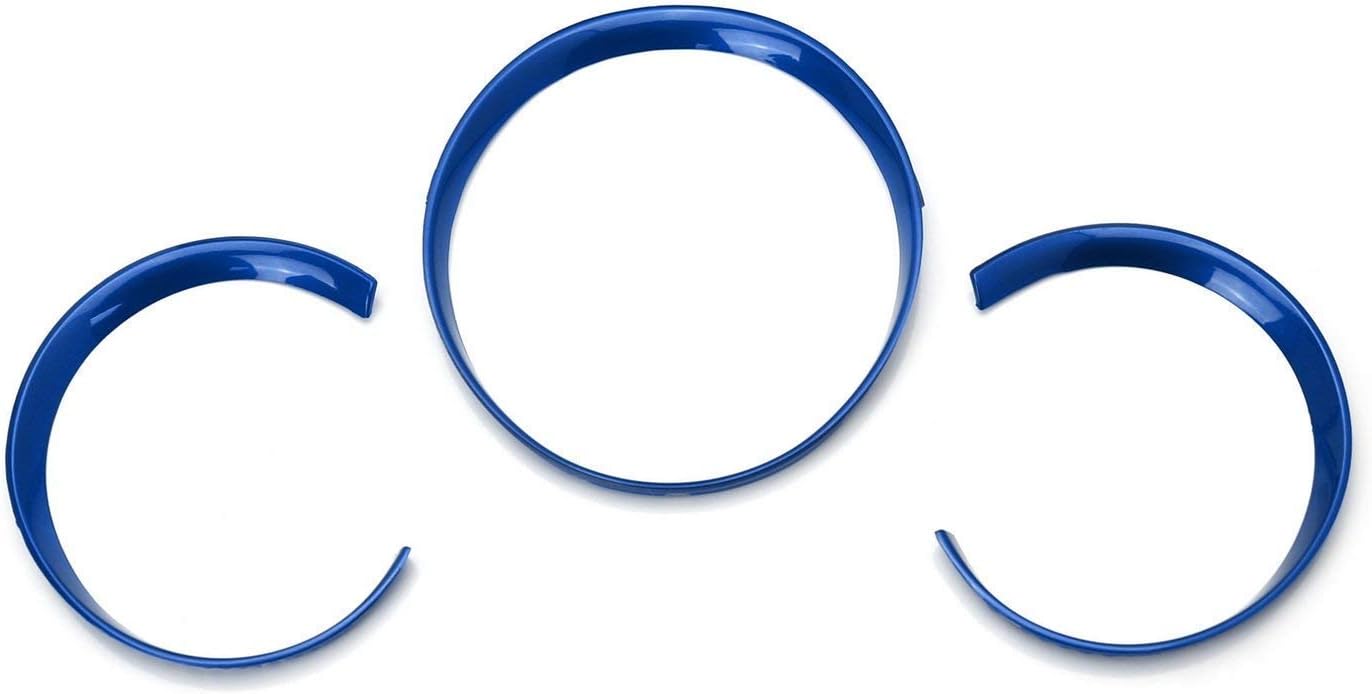 iJDMTOY 3pc Glossy Blue Dashboard Gauge Surrrounding Ring Decoration Trim Kit Compatible with 2014-2022 Porsche Macan
