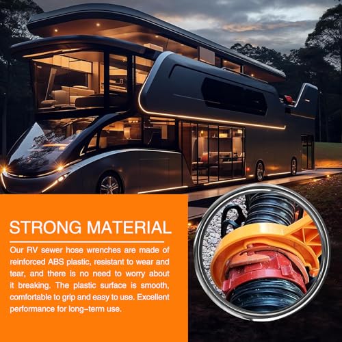 Image of 2 PCS Car Sewer Hose Wrench, 3 inch inch 4 inch inch Sewer Cover Multifunctional Sewer Hose Disassemble Connection Tool, Compatible with Most Cars, RVs, Campers (Orange), JOKBS2061YE-2PC