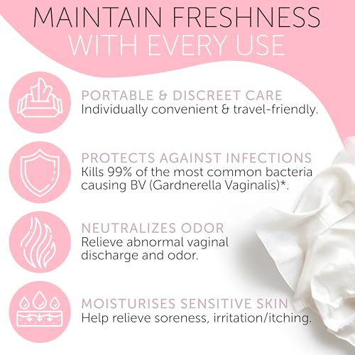 Image of Bacterial Vaginosis Feminine Wipes for Odor, Itching & Discharge Pack of 4