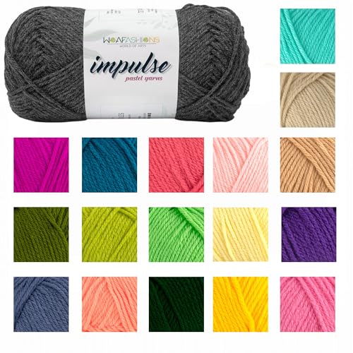 Image of WOAFashions Impulse Hand Knitting & Crochet Yarn, Premium Acrylic, 4 : Medium (Grey Mixture) (4x100gms / 14.1oz)