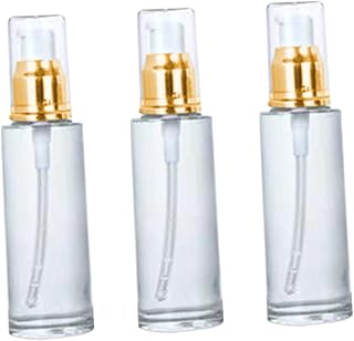 FOMIYES 3pcs Empty Pump Cosmetic Bottles Portable Essential Oil Bottle Elegant Golden and White Design for Travelers and for Perfume and Nail Oil