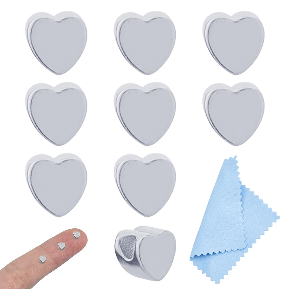 Perles en argent sterling 925 en forme de cœur pour fabriquer un cadeau de bijoux unique