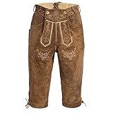 [page_title]-Gaudi-Leathers Herren E100 Trachten Lederhose, Braun (Hellbraun 040), 48