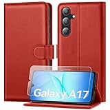 ivencase Coque pour Samsung Galaxy A17 avec Verre Trempé, étui Cuir PU Magnétique [ Poc...