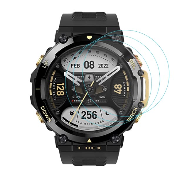 3-Pack for Amazfit T-Rex 2 Screen Protector Tempered Glass for Amazfit T-Rex 2 Smartwatch [2.5D 9H Hardness][Anti-Scratch]