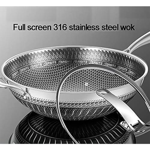 Wok de acero inoxidable con tapa diámetro 34 cm miniatura 3