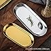 1 Pcs Gold Trinket Tray Oval Stainless Steel Small Serving Trays Towel Storage Dish Plate Tea Fruit Trays Jewelry Plate Decorative Storage Tray (Gold 1pcs, 9 x 3.8 Inch)
