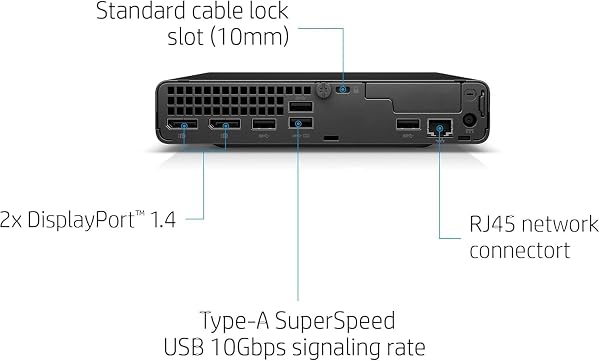 HP EliteDesk 800 G6 Mini PC Desktop Win11 Pro, Micro Ordinateur Intel Core i5-10500T, 16 GB di RAM, SSD da 256 GB, Supporto 4K, Displayport, RJ-45, Senza tastiera (rinnovato) - 3