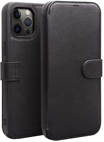 KAAGGF Capa de telefone flip de couro genuíno com botão magnético, capa carteira à prova de choque p