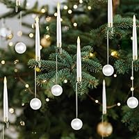 LUSHARBOR Christmas Tree LED Candles, 10 Pack Battery Operated with Remote, Fake Candles for Xmas Wedding Decor with Pearl Ball Hook
