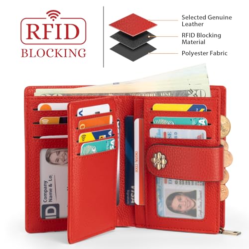 Image of XINNSTAR Small Wallet for Women RFID Blocking Leather Trifold Compact Card Wallets Ladies Wristlet Purse with Zipper Coin Pocket ID Window