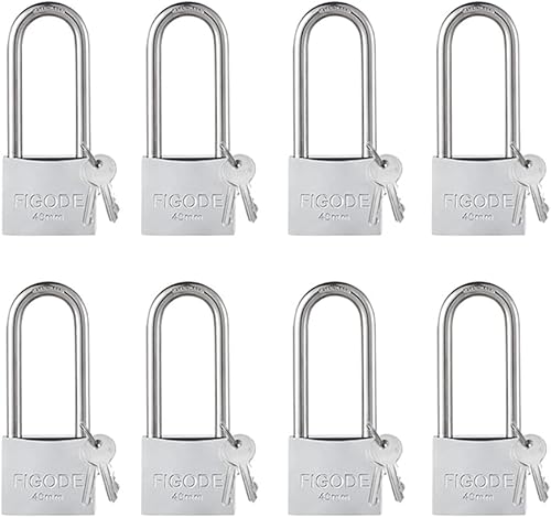 FIGODE Candado de grado marino a prueba de óxido con grillete de acero inoxidable y cuerpo de latón macizo cromado, candado para exteriores