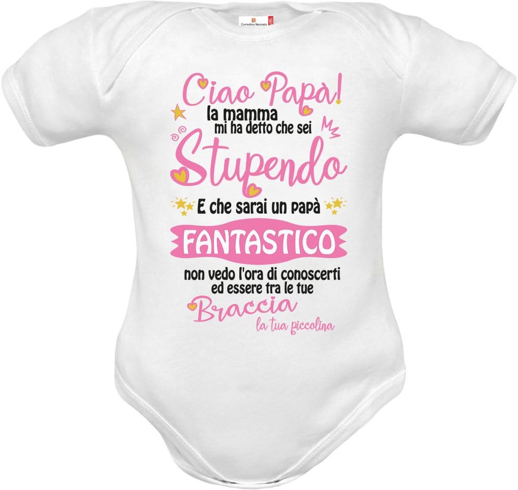 corrdino neonato tutine body capello bavette per neonati cotone frasi per futuro papà, regalo nascita sarai papà, papà sto arrivando
