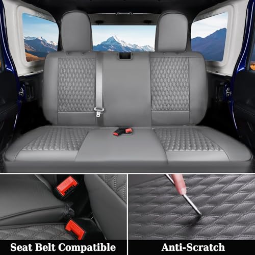 Image of Coverado JK Seat Covers 4 Door Fullset for Jeep Wrangler, Waterproof Leather Car Seat Protector for Truck Automotive Seat Custions Custom Fit for 2013-2017 Jeep Wrangler Full Coverage(Gray)