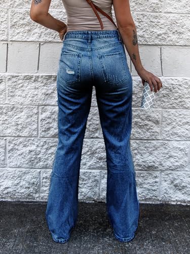 Ripped Women's Jeans Straight Wide Leg Jeans for Women Trendy High Waisted Distressed Women's Pants2